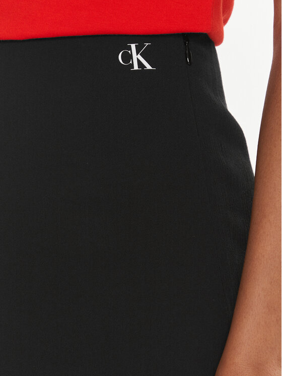 Calvin Klein Jeans Calvin Klein Jeans Bavlnené nohavice Chiffon J20J223321 Čierna Wide Leg
