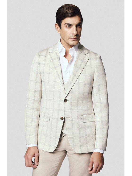 Lancerto Lancerto Marynarka Milazzo MA131125000015 Beżowy Slim Fit