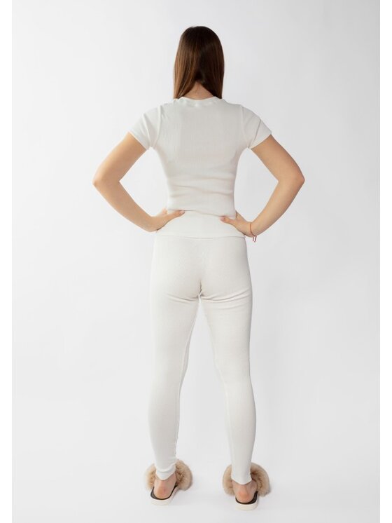 DKaren Sport DKaren Sport Komplet bluzka i spodnie Halima Écru Slim Fit