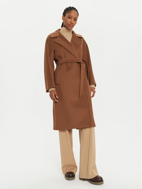 Weekend Max Mara Weekend Max Mara Gyapjú kabát Resina 2425016092 Barna Regular Fit