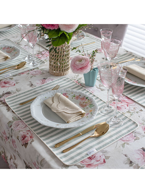 Roseberry Home Roseberry Home Podkładka na stół dwustronna Roselle & Stripes Różowy