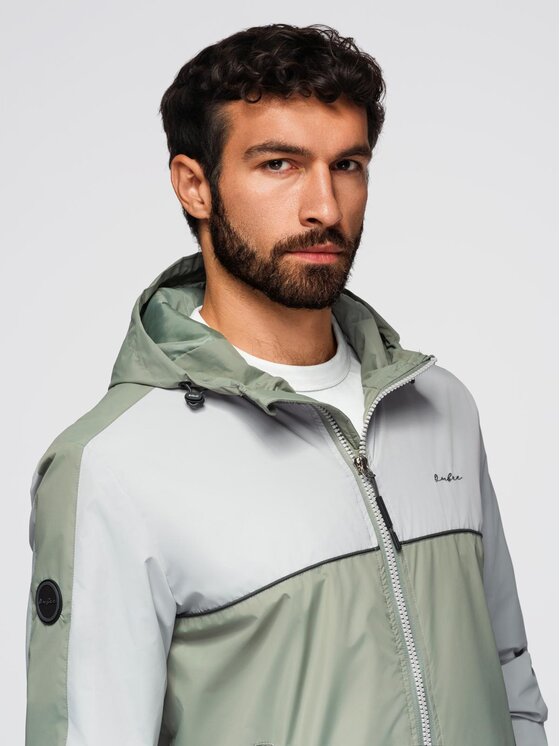 Ombre Ombre Kurtka przejściowa OM-JANP-0228 Szary Regular Fit