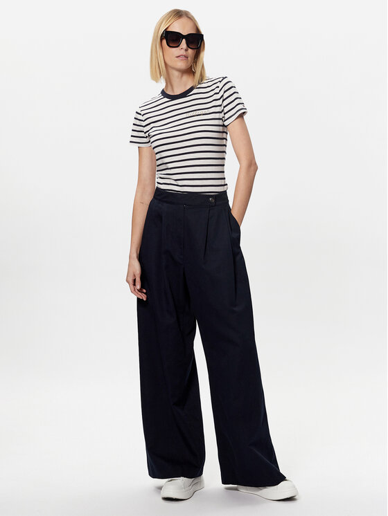 Tommy Hilfiger Tommy Hilfiger Pantaloni di tessuto WW0WW38596 Blu scuro Wide Leg
