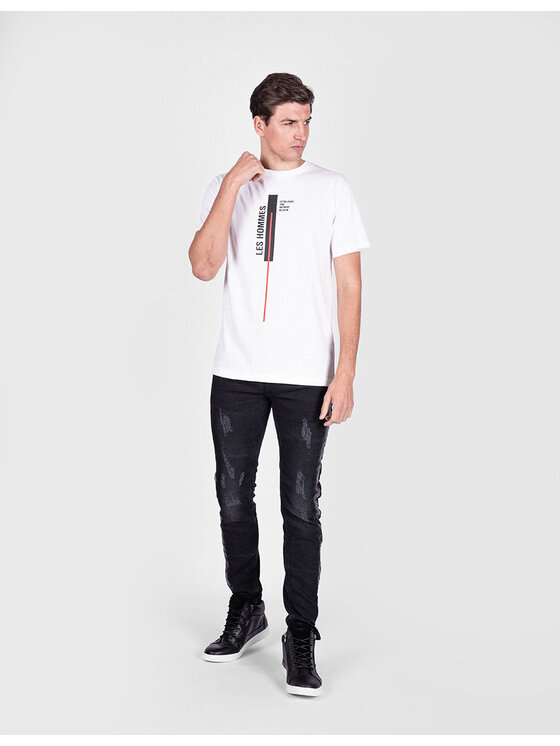 Les Hommes Les Hommes T-shirt LJT201 700P | Vertical Line Bianco Regular Fit