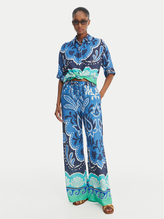 Banana Moon Banana Moon Bavlnené nohavice Alcaniz Cleariv MYY56 Modrá Regular Fit