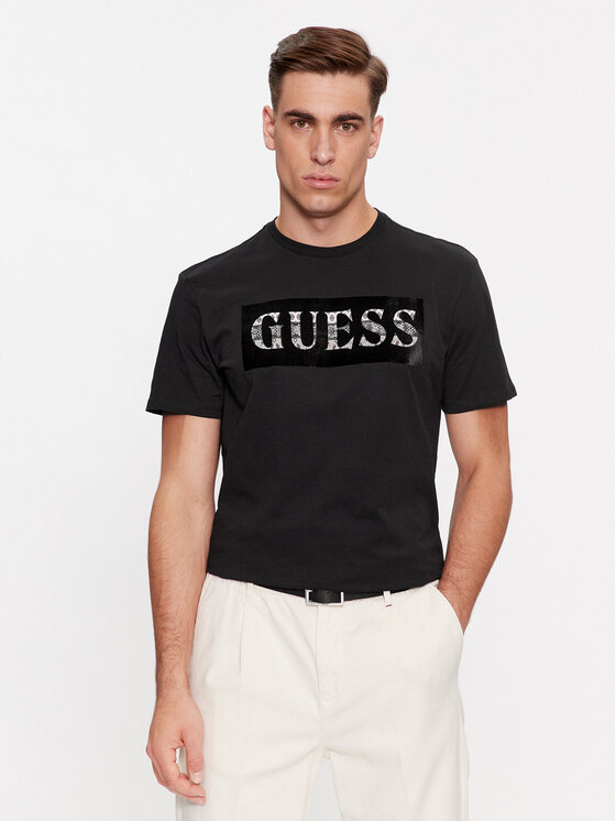 Guess Guess T-shirt M4RI70 K9RM1 Crna Slim Fit