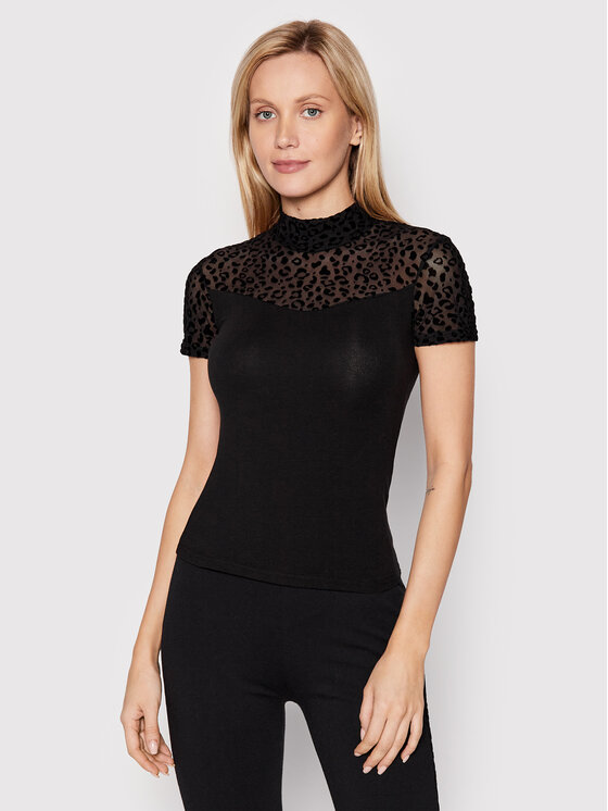 Urban Classics Body Donna Flock Lace Trasparente: Sexy Body Leopardato Con Maniche Lunghe