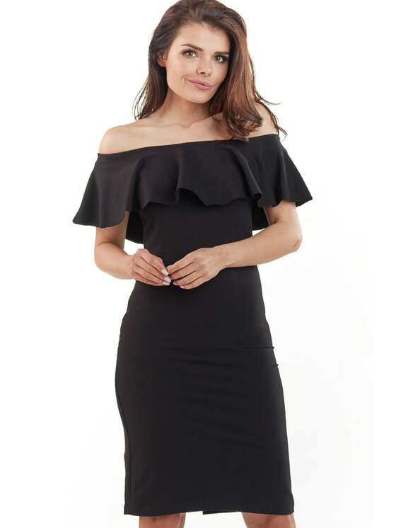 Awama Awama Sukienka letnia A221 Czarny Basic Fit