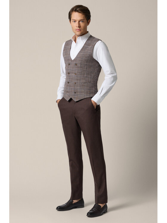 Lancerto Lancerto Kamizelka garniturowa Brescello KA131126000005 Brązowy Slim Fit
