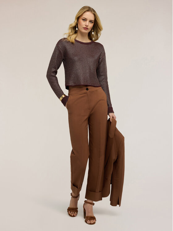 Motivi Motivi Sweter M115W003805N0Z6 Bordowy Regular Fit