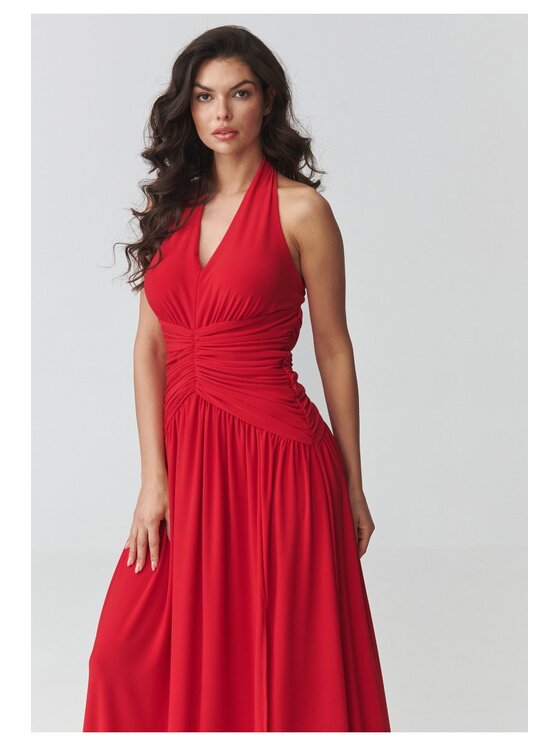 Makadamia Makadamia Sukienka codzienna M944 Czerwony Loose Fit