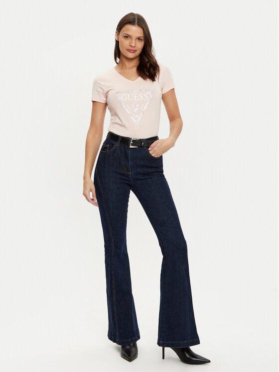 Guess Guess T-Shirt W5RI21 J1314 Beżowy Regular Fit