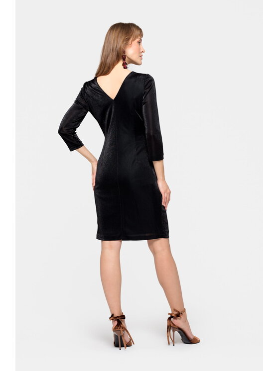 EMOI EMOI Sukienka wieczorowa Czarna krótka z połyskiem Czarny Feminine Fit