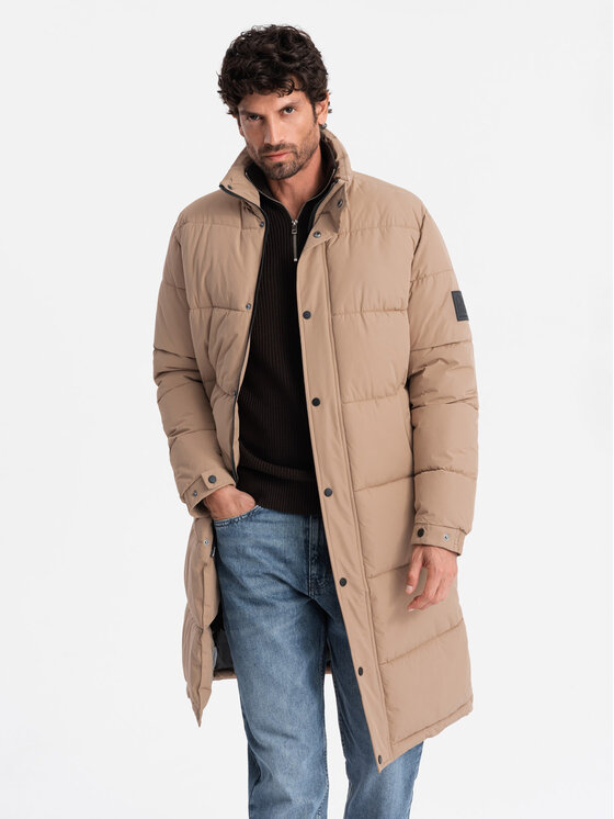 Ombre Ombre Kurtka puchowa OM-JALJ-0190 Beżowy Regular Fit