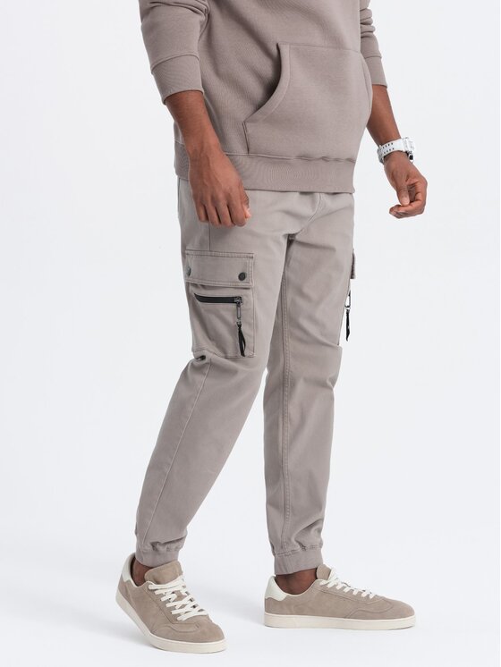Ombre Ombre Joggers kalhoty OM-PAJO-0125 Béžová Cargo Fit