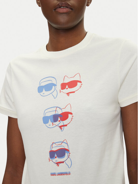KARL LAGERFELD KARL LAGERFELD Tričko A2W17112 Écru Regular Fit