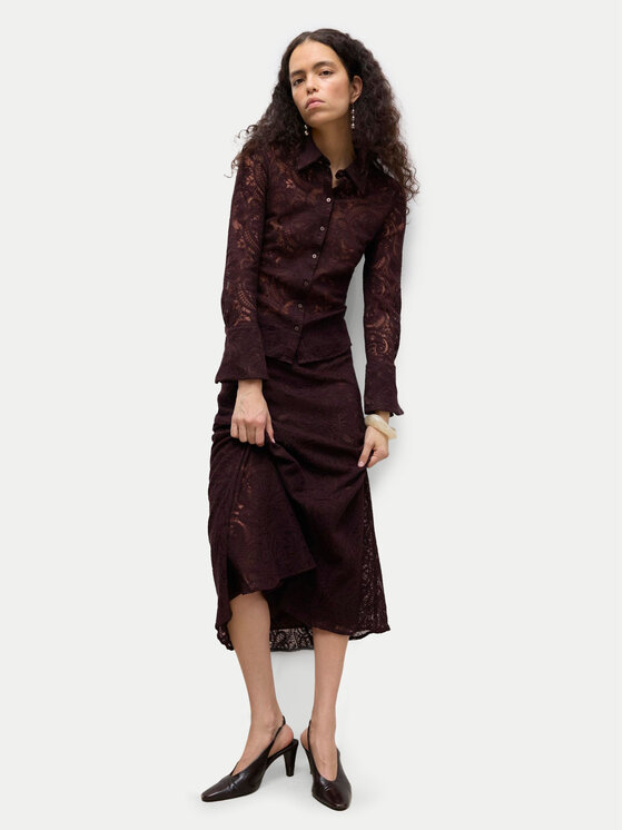 Vero Moda Vero Moda Midi sukňa Urshila 10336946 Bordová Regular Fit