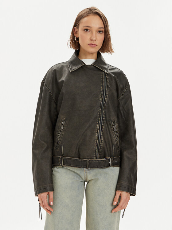 Gina Tricot Gina Tricot Giacca in similpelle 21998 Nero Oversize