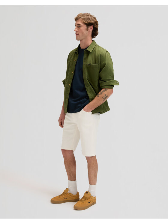Lee Lee Szorty jeansowe 5 POCKET SHORT Biały Straight Leg