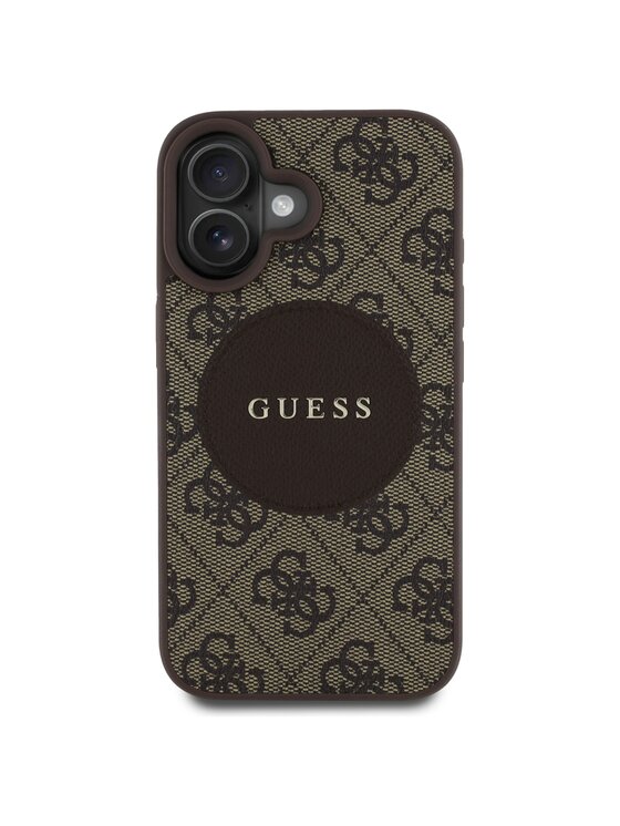 Guess Guess Etui na telefon iPhone 16 Brązowy