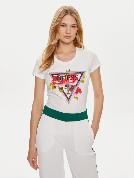 Guess Guess Tricou W4YI71 J1314 Alb Regular Fit