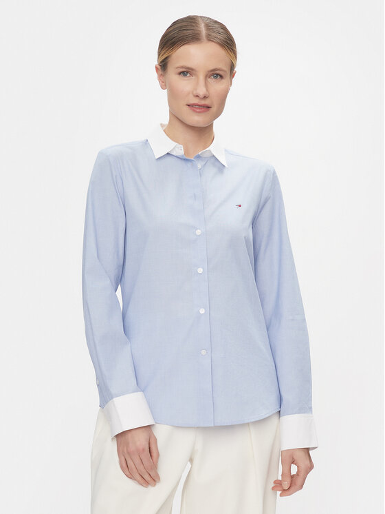 Tommy Hilfiger Tommy Hilfiger Πουκάμισο Fill A Fill Regular Shirt WW0WW40531 Γαλάζιο Slim Fit