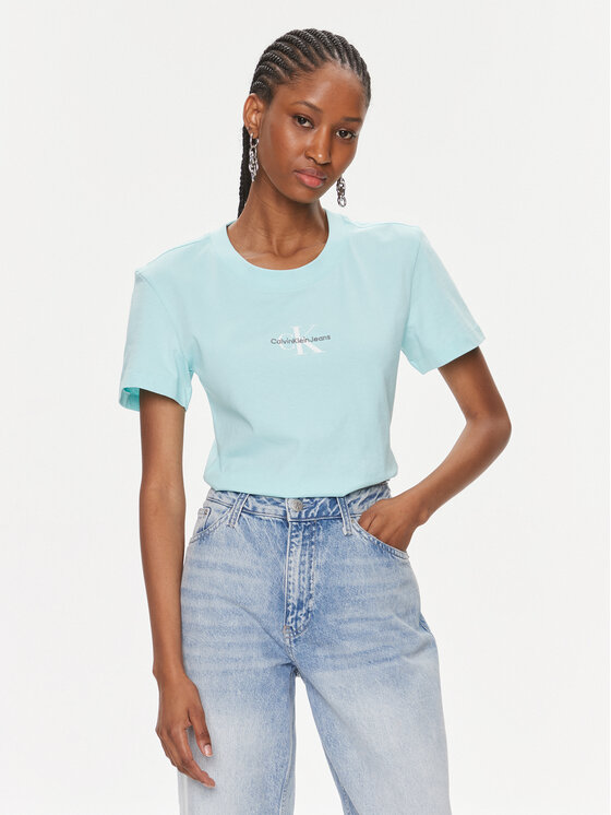 Calvin Klein Jeans Modrá Monologo Slim Tee T-Shirt Fit J20J222564 Slim