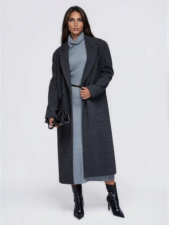 Ombre Ombre Płaszcz przejściowy OW-CT-E0019 Szary Oversize