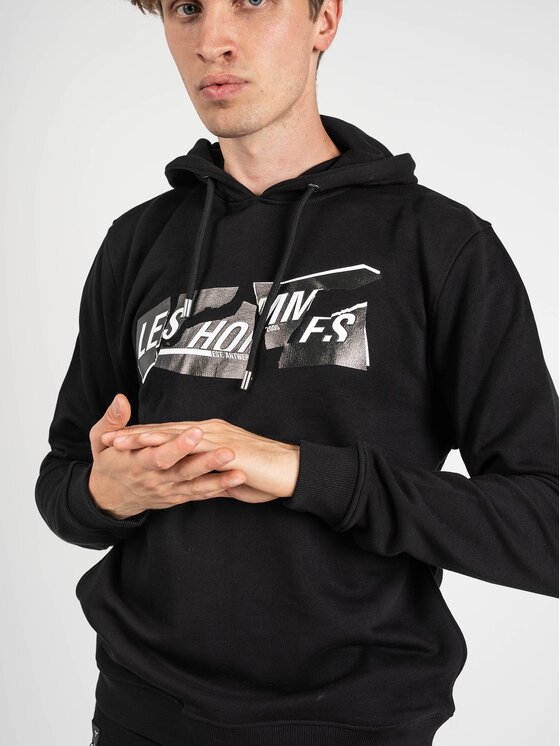 Les Hommes Les Hommes Mikina LLH451-758P | Hooded Sweater Černá Regular Fit