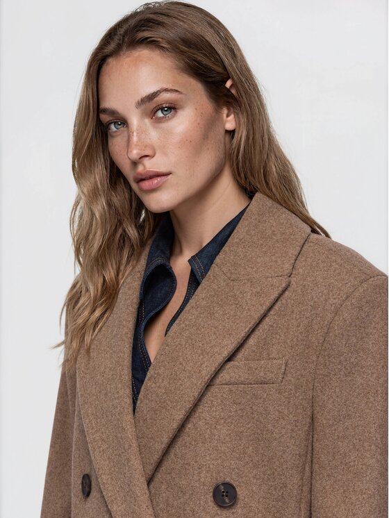 Ombre Ombre Płaszcz przejściowy OW-COLC-0130 Brązowy Relaxed Fit