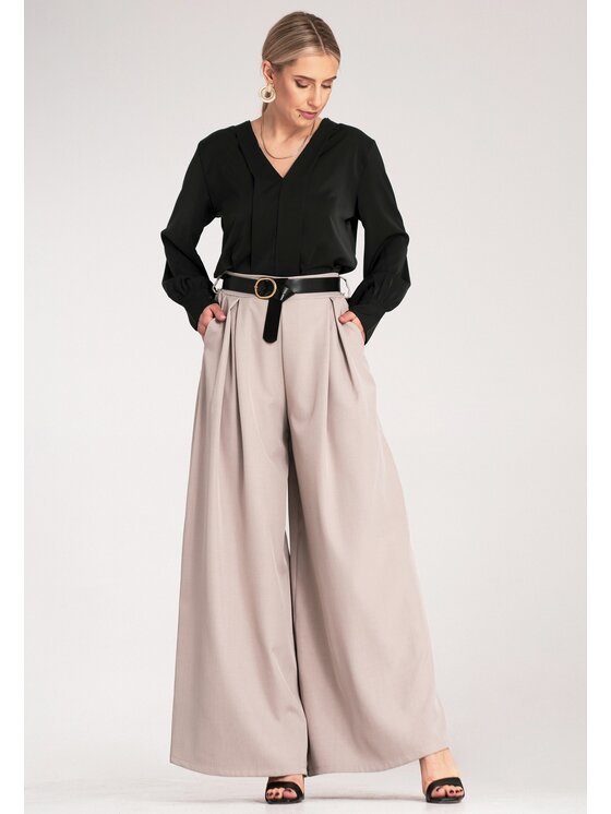 FIGL FIGL Pantaloni di tessuto M1134 Beige Palazzo Fit