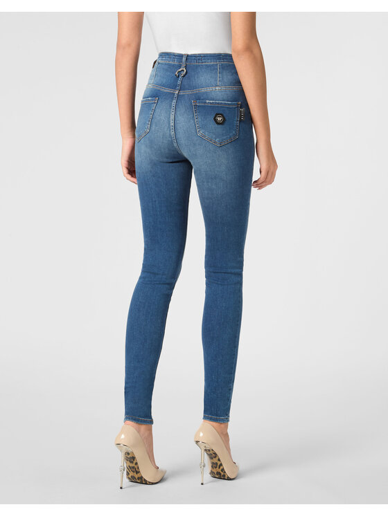 PHILIPP PLEIN PHILIPP PLEIN Jegginsy 22713 Niebieski jasny Jegging Fit
