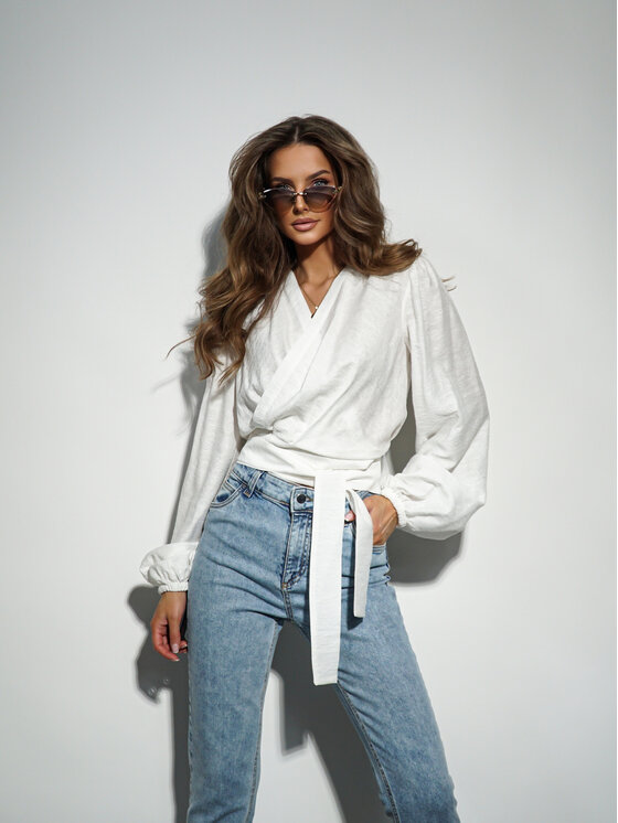 LilaLou LilaLou Bluzka Helen Biały Regular Fit