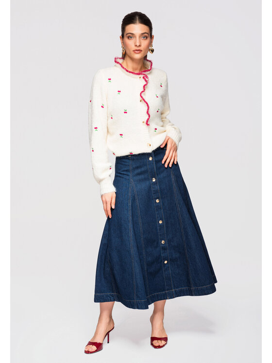 Ombre Ombre Kardigan OW-SWCD-0109 Kremowy Loose Fit