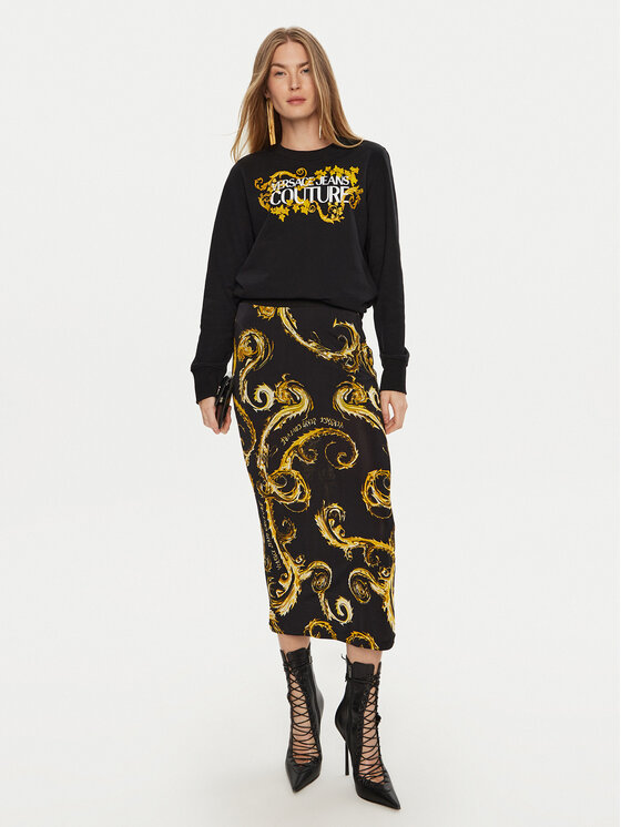 Versace Jeans Couture Versace Jeans Couture Midi sijonas 77HAE8B6 Juoda Regular Fit