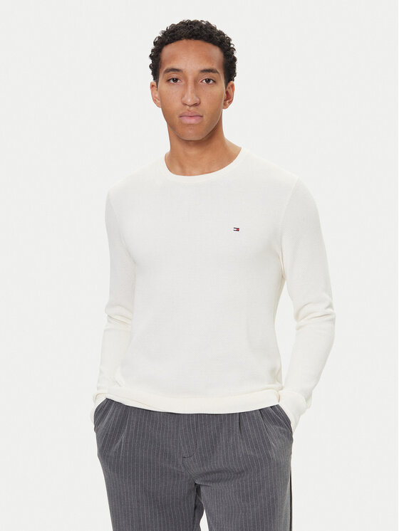 Tommy Hilfiger Tommy Hilfiger Pulover Essential MW0MW36347 Écru Regular Fit