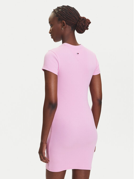 Tommy Jeans Tommy Jeans Kleid für den Alltag Script DW0DW21186 Rosa Slim Fit