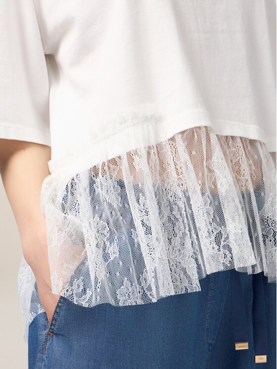 Oltre Oltre T-Shirt G395J004185N011 Biały Boxy Fit