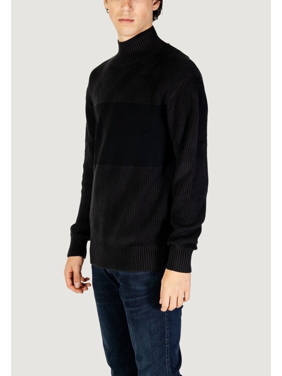 Calvin Klein Jeans Calvin Klein Jeans Sweter MIXED STITCH HIGH Czarny To Fit