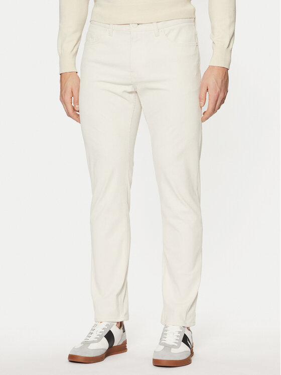 BOSS BOSS Auduma bikses P-Delaware5 50527494 Écru Slim Fit