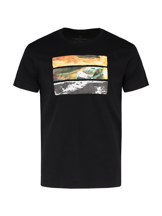 Volcano Volcano T-Shirt T-RELI Czarny Regular Fit