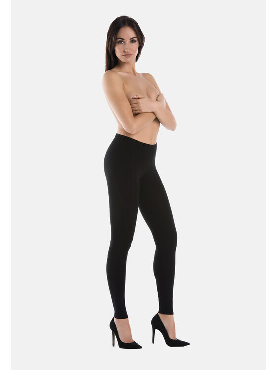 Teyli Teyli Legginsy sportowe bawełniane Push Up Czarny Regular Fit
