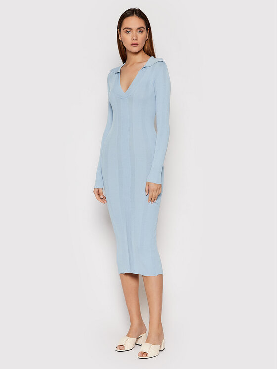 Remain Pletena obleka Joy RM910 Modra Slim Fit