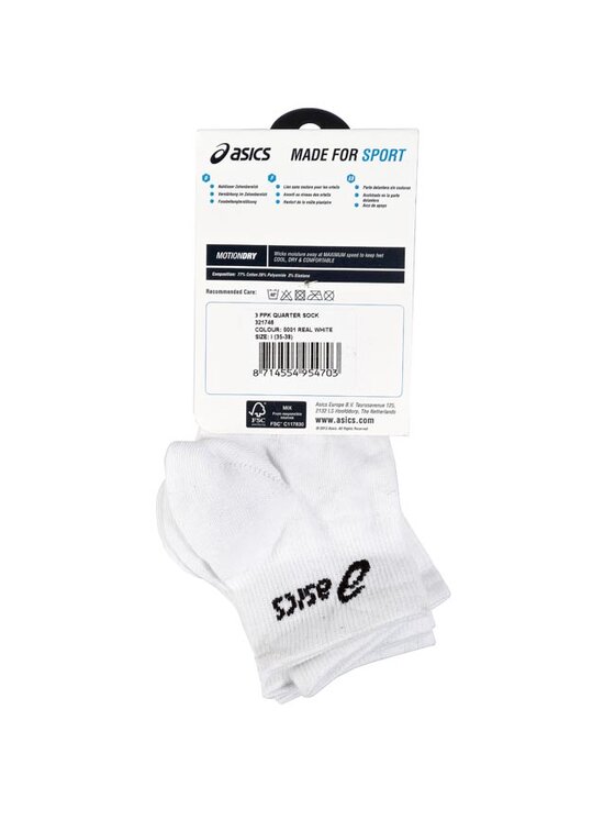 Asics Asics Unisex trumpų kojinių komplektas (3 poros) 3PPK Quarter Sock 321746 Balta