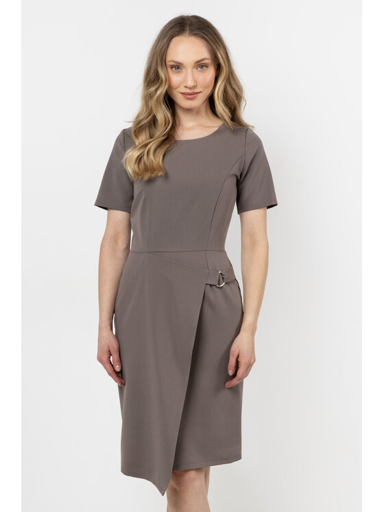 Awama Awama Sukienka koktajlowa A710 Beżowy Basic Fit