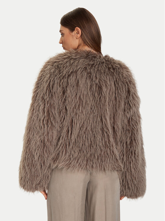 Eleh Eleh Кожено палто Grigio Fango EFW250306 Кафяв Regular Fit