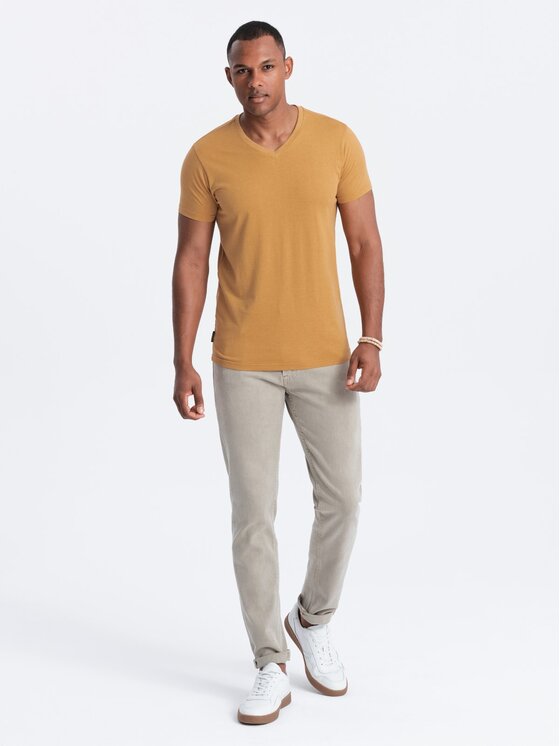 Ombre Ombre T-Shirt OM-TSBS-0145 Žlutá Regular Fit