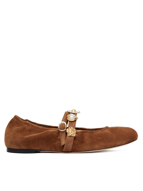 Stuart Weitzman Baleriny Socharming Mary Jane SN125 Brązowy