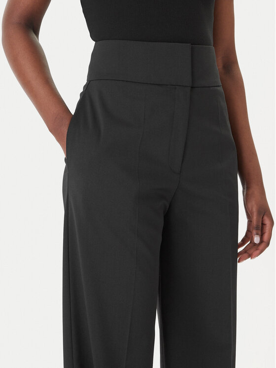 HUGO HUGO Bavlnené nohavice Himia 50516143 Čierna Wide Leg