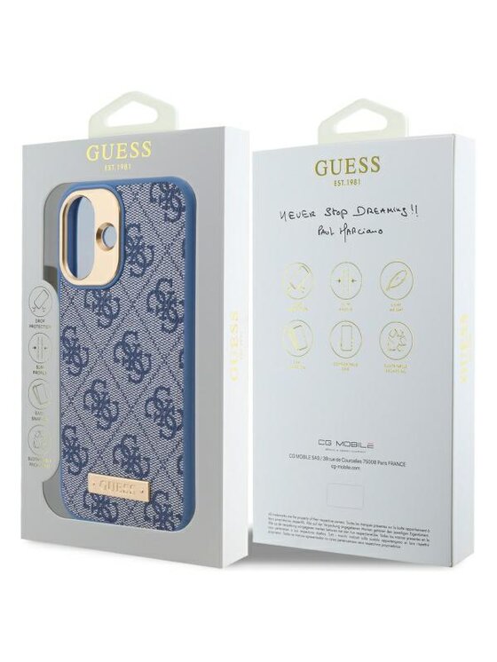 Guess Guess Etui na telefon iPhone 16 Niebieski